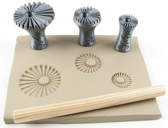 Clay Stamps for Pottery Texture Ceramic Tools for Clay, Polymer Clay, Metal  Clay & Soap Relyef Flowers 30 Mm Set No. 1 Floral 
