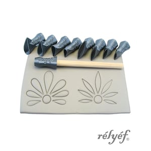 Flower Puzzle 02 | Outline | Clay Stamps | Ceramic stamps for clay texture | Floral Stamps | Pottery tools for clay | Relyef Pottery Tools