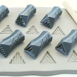 Pottery stamps for clay texture | Ceramic tools for clay, polymer clay, metal clay & soap | Relyef | Equilateral Triangles 15 mm