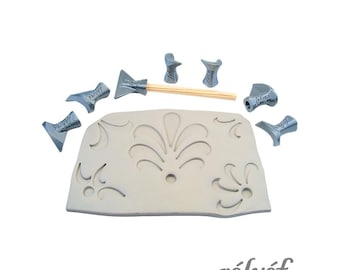 Flower Puzzle 03 | Clay Stamps | Floral | Pottery stamps for clay texture and decoration | Full | Relyef Pottery Tools