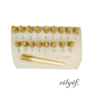 Marion Numbers 10 mm | Clay stamps | Symbols | Alphabet | Ceramic tools for clay, polymer clay, metal clay & soap | Relyef Pottery Tools