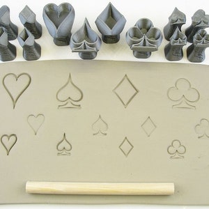 Clay stamps for pottery texture | Ceramic tools for clay, polymer clay, metal clay & soap | Relyef | Playing Card Suits | Card Symbols