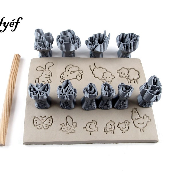 Frühlingstiere | Ostern | Stempel für Keramik und Polymer Clay, Seifen, für Texturen und Dekoration | Relyef Keramik Werkzeuge