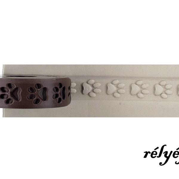 Pawprints | Debossed | Roller for ceramic and polymer clay, soaps, for textures and decoration | Relyef pottery tools