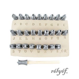 Courier Uppercase 6 mm | Clay Stamps | Alphabet stamps for clay texture | Relyef pottery tools | Letters