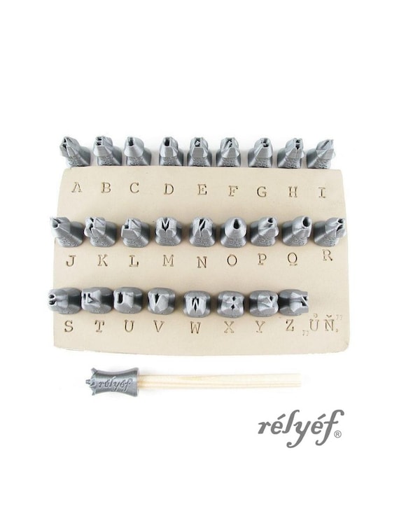 Courier Uppercase 6 mm | Clay Stamps | Alphabet stamps for clay texture | Letters | Typefaces | Fonts | Relyef Pottery Tools