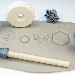 Ceramic stamps for clay texture | Pottery tools for clay, polymer clay, metal clay & soap | Relyef | Bees and Honeycomb | Animals