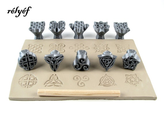 Pottery Stamps for Clay Texture Ceramic Tools for Clay, Polymer Clay, Metal  Clay & Soap Relyef Celtic Knots 15 Mm 1/2 Symbols 