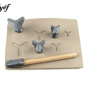 Ceramic stamps for clay texture | Pottery tools for clay, polymer clay, metal clay & soap | Relyef | Tripods No. 1