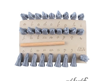 Script lowercase 10 mm | Clay Stamps | Alphabet | Letter stamps for pottery texture | Ceramic tools for clay | Relyef Pottery Tools