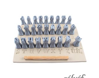 Slavic Style Uppercase 10 mm | Clay Stamps | Alphabet | Letter stamps for pottery texture | Typeface | Font | Relyef Pottery Tools