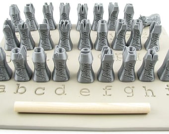 Alphabet Stempel für Clay Textur | Keramikwerkzeuge für Ton, Fimo, Metal Clay & Seife | Relyef | Buchstaben | Kurier Kleinschreibung 10 mm