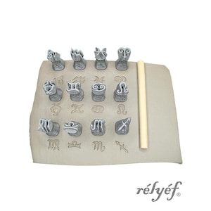 Zodiac Signs | Clay stamps | Astrological Symbols | Ceramic tools for clay | Leo, Scorpio, Virgo, Aquarius | Relyef Pottery Tools