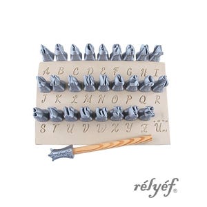 Script Uppercase 10 mm | Clay Stamps | Alphabet | Letter stamps for pottery texture | Ceramic tools for clay | Relyef Pottery Tools
