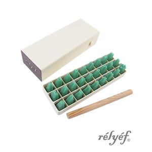 Courier Lowercase 4 mm + Box | Clay Stamps | Alphabet stamps for clay texture | Ceramic tools for clay | Relyef Pottery Tools | Letters