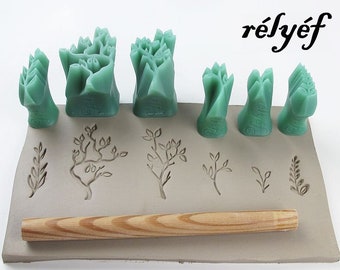 Leaves | Stamps for ceramic and polymer clay, soaps, for textures and decoration | Relyef pottery tools