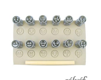 Emojis 15 mm Set No.2 | Clay Stamps | Emotions  | Smiley Face | Ceramic stamps for clay texture | Relyef Pottery Tools