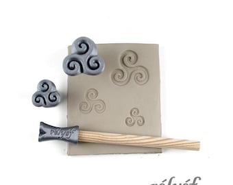 Triskelions | Clay Stamps | Ceramic stamps for clay texture | Symbols | Celtic, Angular, Horn | Relyef Pottery Tools
