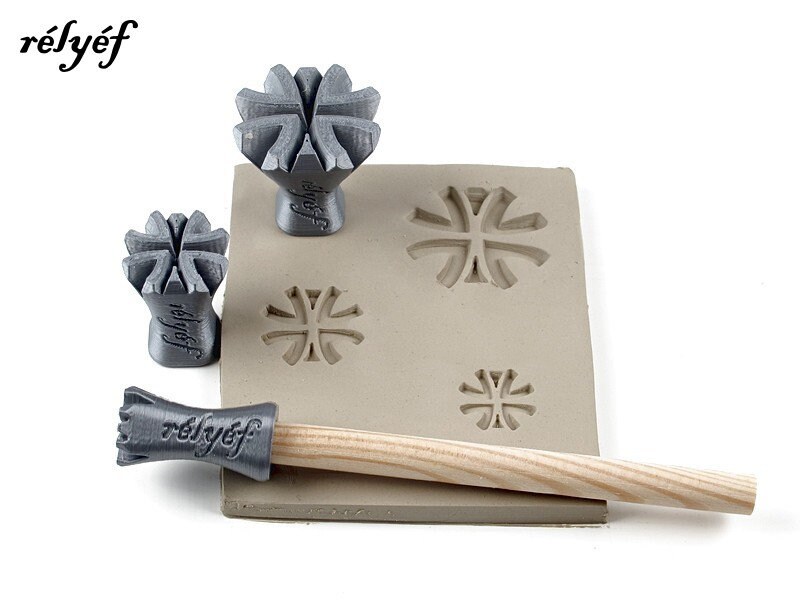 Ceramic Stamps for Clay Texture Pottery Tools for Clay, Polymer Clay, Metal  Clay & Soap Relyef Wedge Crosses Symbols 