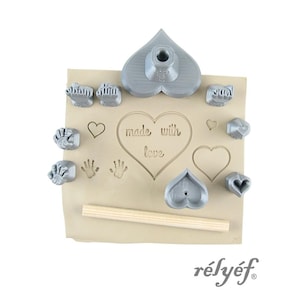 Hearts Made with Love | Clay Stamps | Hearts No.1 | Pottery stamps for clay texture | Symbols | Relyef Pottery Tools