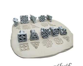 Celtic Set 01 | Clay Stamps | Pottery stamps for clay texture and decoration | Celtic Knots No. 1  | Symbols | Relyef Pottery Tools