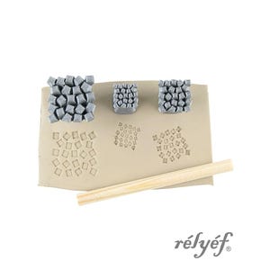 Square Dots | Clay Stamps | Pottery stamps for clay texture | Tools for clay, polymer clay | Geometric Shapes | Relyef Pottery Tools
