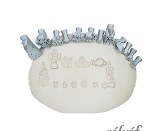 Weihnachten 01 | Tonstempel | Engel | Geschenk | Stern | Symbole | Keramik Werkzeuge für Ton, Polymer Clay, Metal Clay & Seife | Relief Keramik Zubehör