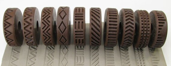 Rélyéf set of debossed waves Pottery texturing ceramic clay rollers 10 pcs.
