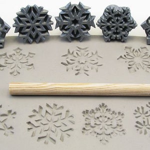 Snowflakes 30 mm | Symbols | Set of stamps for ceramic and polymer clay, soaps, for textures and decoration | Relyef pottery tools