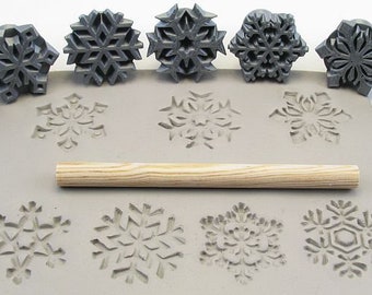 Snowflakes 30 mm | Symbols | Set of stamps for ceramic and polymer clay, soaps, for textures and decoration | Relyef pottery tools