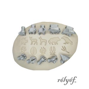 Animal & Footprint | Clay Stamps | Pottery stamps for clay texture | Animal Footprints | Cat, Dog, Pig, Deer, Crow | Relyef Pottery Tools