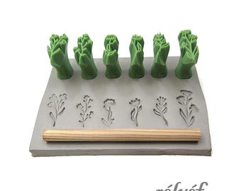 Meadow Flowers | Clay Stamps | Flowers | Stamps for ceramic and polymer clay, soaps, for textures and decoration | Relyef Pottery Tools