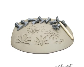 Flower Puzzle 01 | Clay Stamps | Floral | Stamps for ceramic and polymer clay, soaps, for textures and decoration | Relyef pottery tools