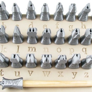 Sellos de letras para textura de arcilla / Herramientas de cerámica para arcilla, arcilla polimérica, arcilla metálica y jabón / Relyef / Letras / Marion minúsculas 10 mm