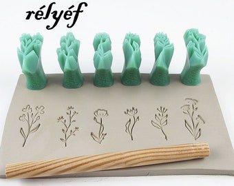 Fleurs Prairie | Fleurs | Tampons pour céramique et pâte polymère, savons, pour textures et décoration | Outils de poterie Relief