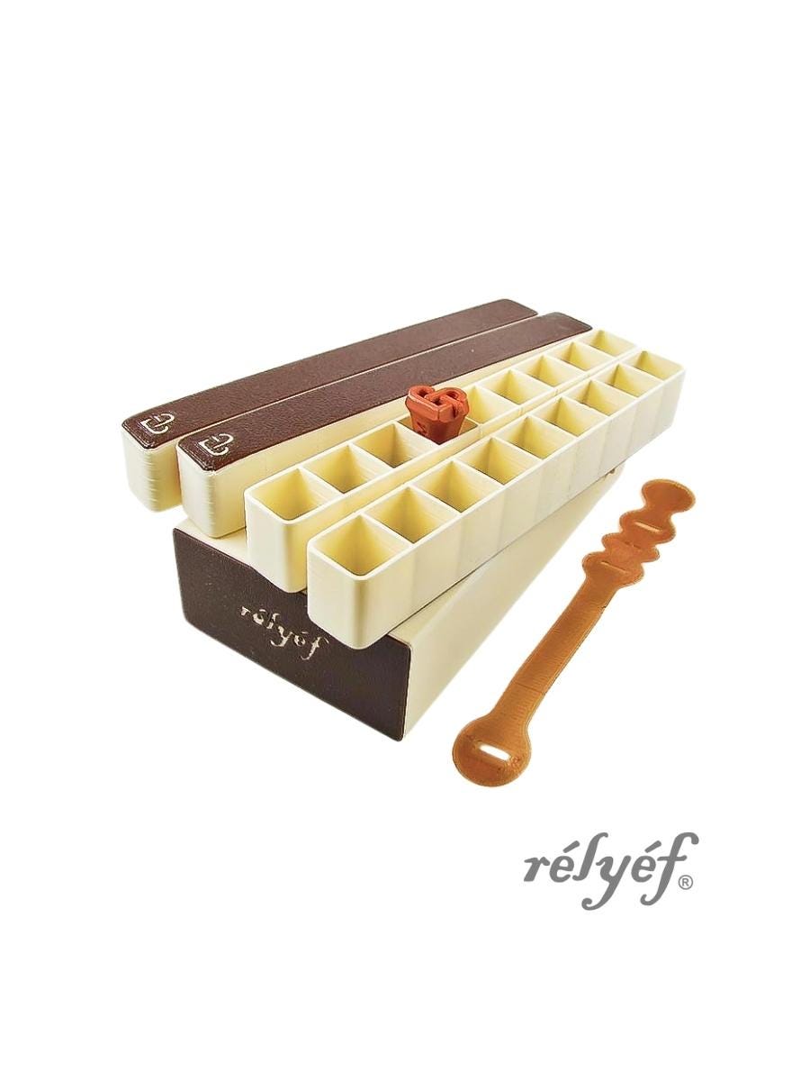 Box with organisers for clay stamps - 36 positions, empty | Clay Stamps | Ceramics Tool | Relyef Pottery Tools