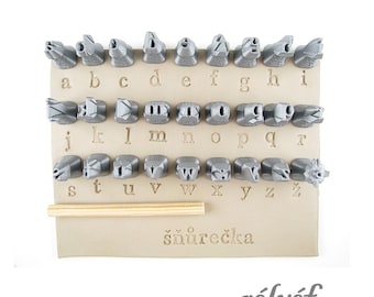 Marion lowercase 10 mm | Clay Stamps | Alphabet stamps for clay texture | Letters | Typefaces | Fonts | Relyef Pottery Tools