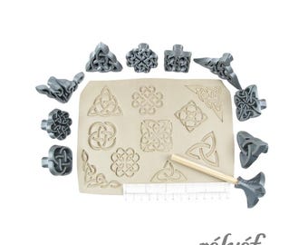 Celtic Symbol Set 50 mm | Clay stamps | Ceramic tool for clay, polymer clay | Celtic Jumbo Knots - 2 inches | Symbols | Relyef Pottery Tools