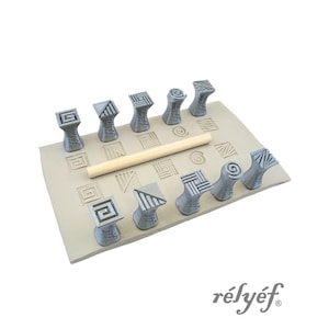 Square Pairs 15 x 15 mm | Clay stamps | Ceramic stamps for clay texture | Relyef pottery tools