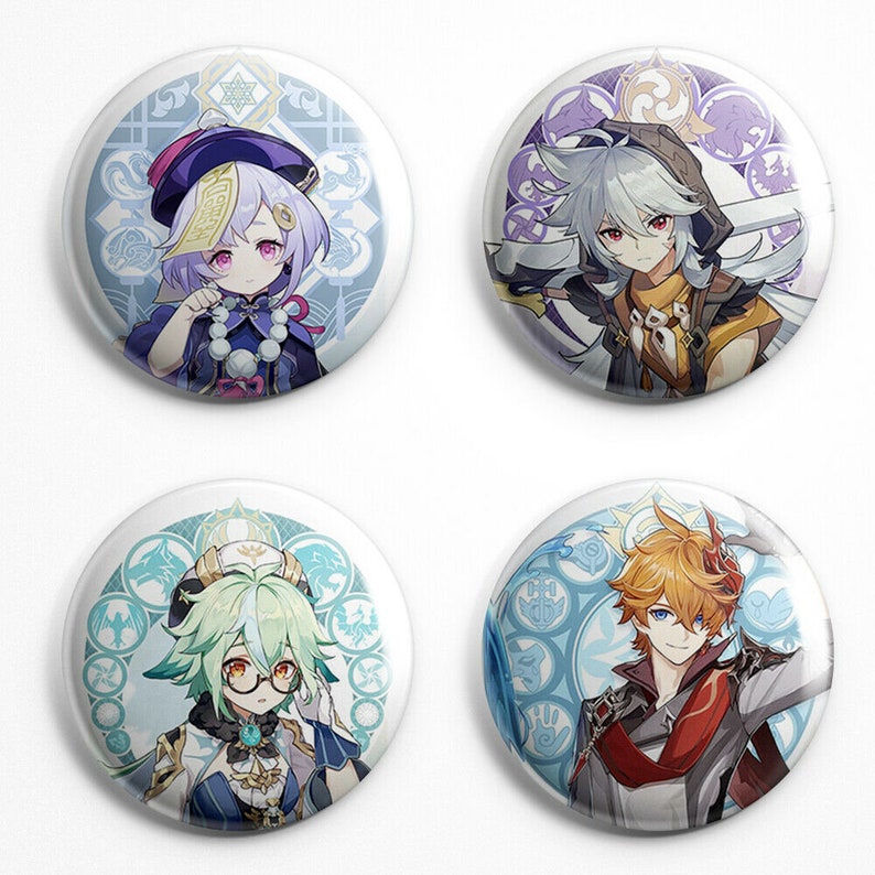 Pins Set of 4 Genshin Impact Deluxe Badges 05 Etsy