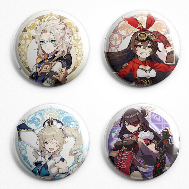 Pins Set of 4 Genshin Impact Deluxe Badges 01 Etsy