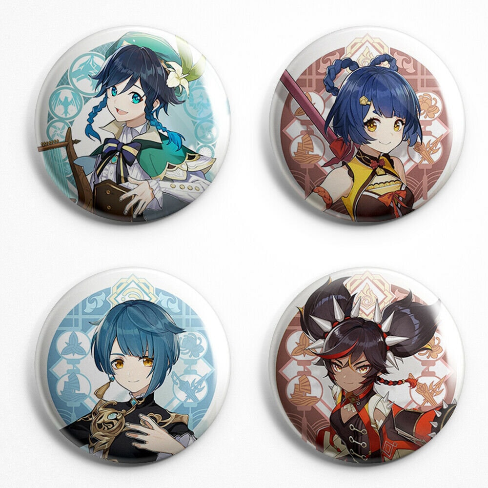 Pins Set of 4 Genshin Impact Deluxe Badges 06 Etsy