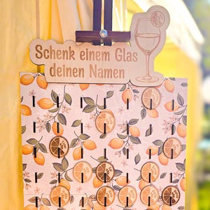 Citrus Name Tag Display Board Drink Station oder Sitzplan für Hochzeiten Glas Topper Wein Charme Holz Zitrone Sommergarten