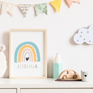 Baby Nursery Rainbow Poster Personalizado con Nombre A4 Nuevo Bebé Niño Regalo Embarazada