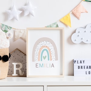 Baby Nursery Rainbow Poster Personalizado con Nombre A4 Nuevo Regalo de Embarazo Bebé