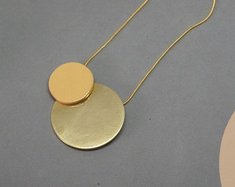 Geometric ceramic pendant, Porcelain and gold necklace, Ceramic jewellery, Contemporary porcelain necklace, Pink and gold pendant.