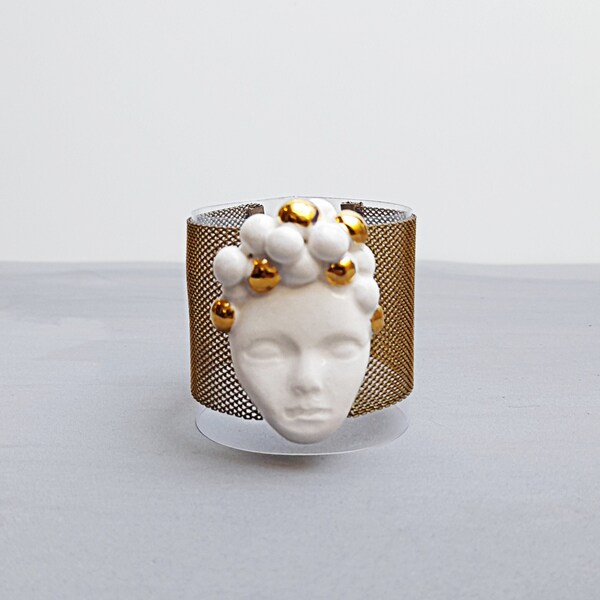 Bracelet en porcelaine plaquée or, Bijoux en céramique, Bijoux de créateur.