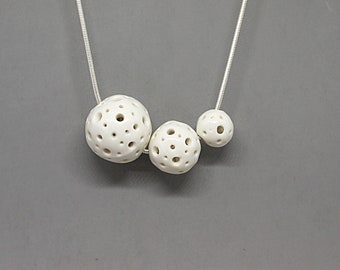 White porcelain sphere necklace, Statement necklace, Ceramic Jewelry, Wedding Necklace, Contemporary Necklace,Design Necklace.