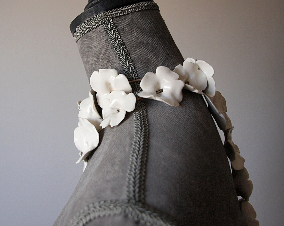 Flower Necklace for Brides Wedding Flower Necklace ceramic Etsy
