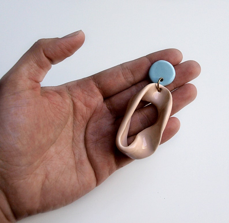 Modern ceramic earrings large earrings summer earrings. rosewood earrings ceramic jewellery